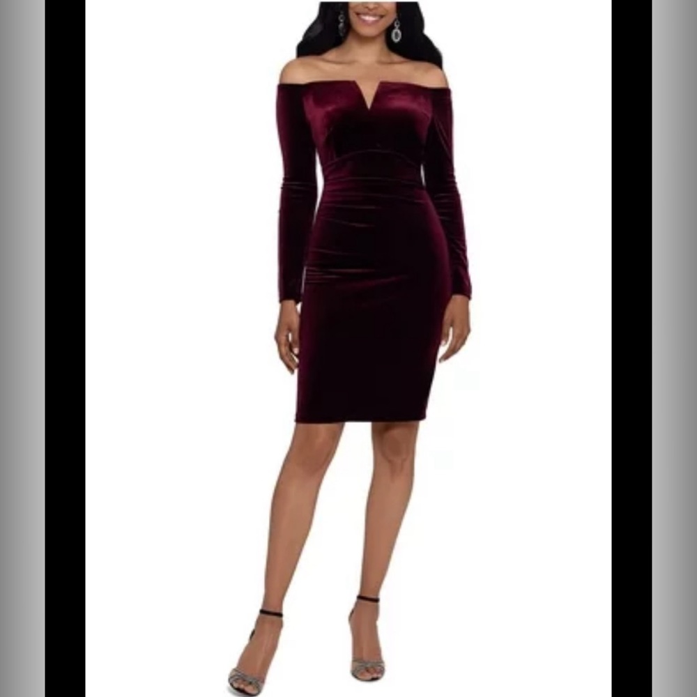 Maroon velvet cocktail dress - Size 2